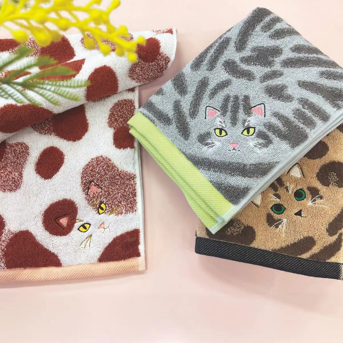 ミオニャンさま専用 うちのニャンコ ミケ 毛並み ロングフェイスタオル｜ギフトプラザ