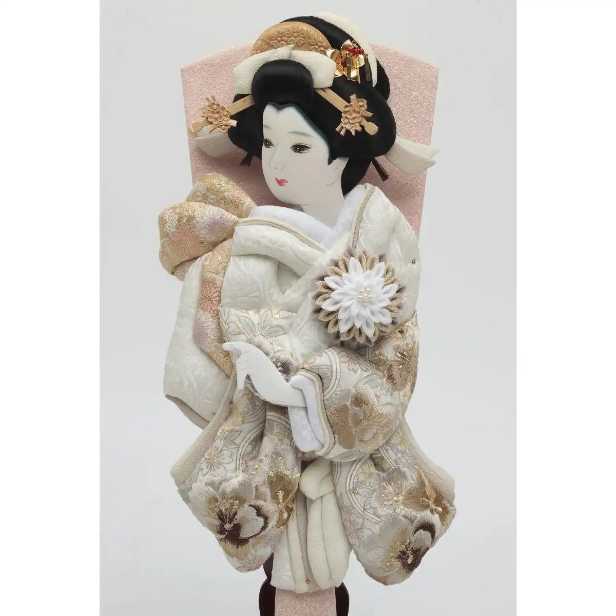 久月 羽子板 刺繍振袖 ベージュ塗ケース｜ギフトプラザオンライン