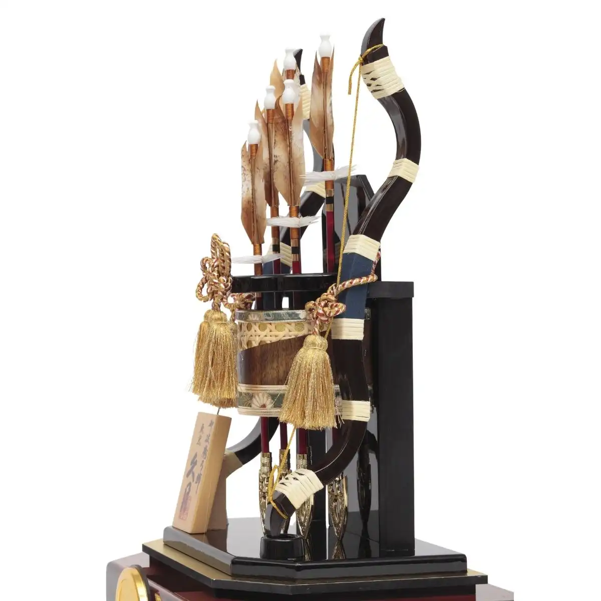 東京久月　破魔弓　アクリルケース6号・サイズ間口約１１×奥行約１０×高さ約３０㎝ 久月 破魔弓 本籐 茶黒暈六角アクリルケース｜ギフトプラザオンライン