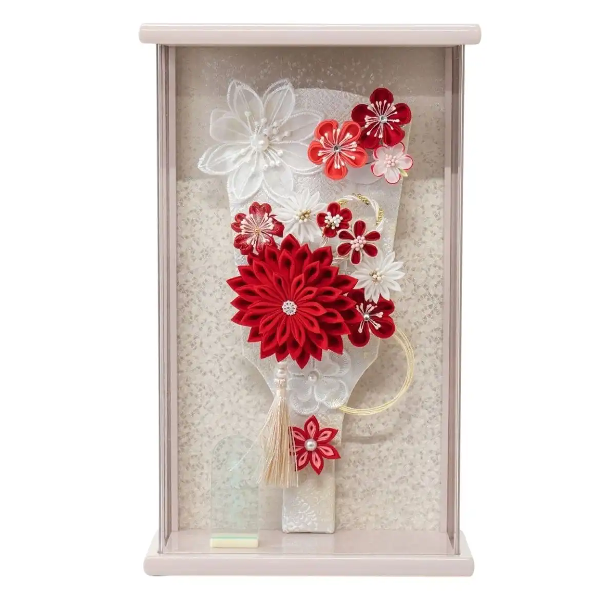 完売しました】吉徳 羽子板 アクリルケース飾り 赤白/ライラック 8号