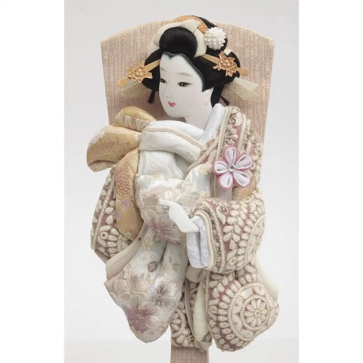 久月 羽子板 刺繍振袖 オーク調六角アクリルケース｜ギフトプラザ