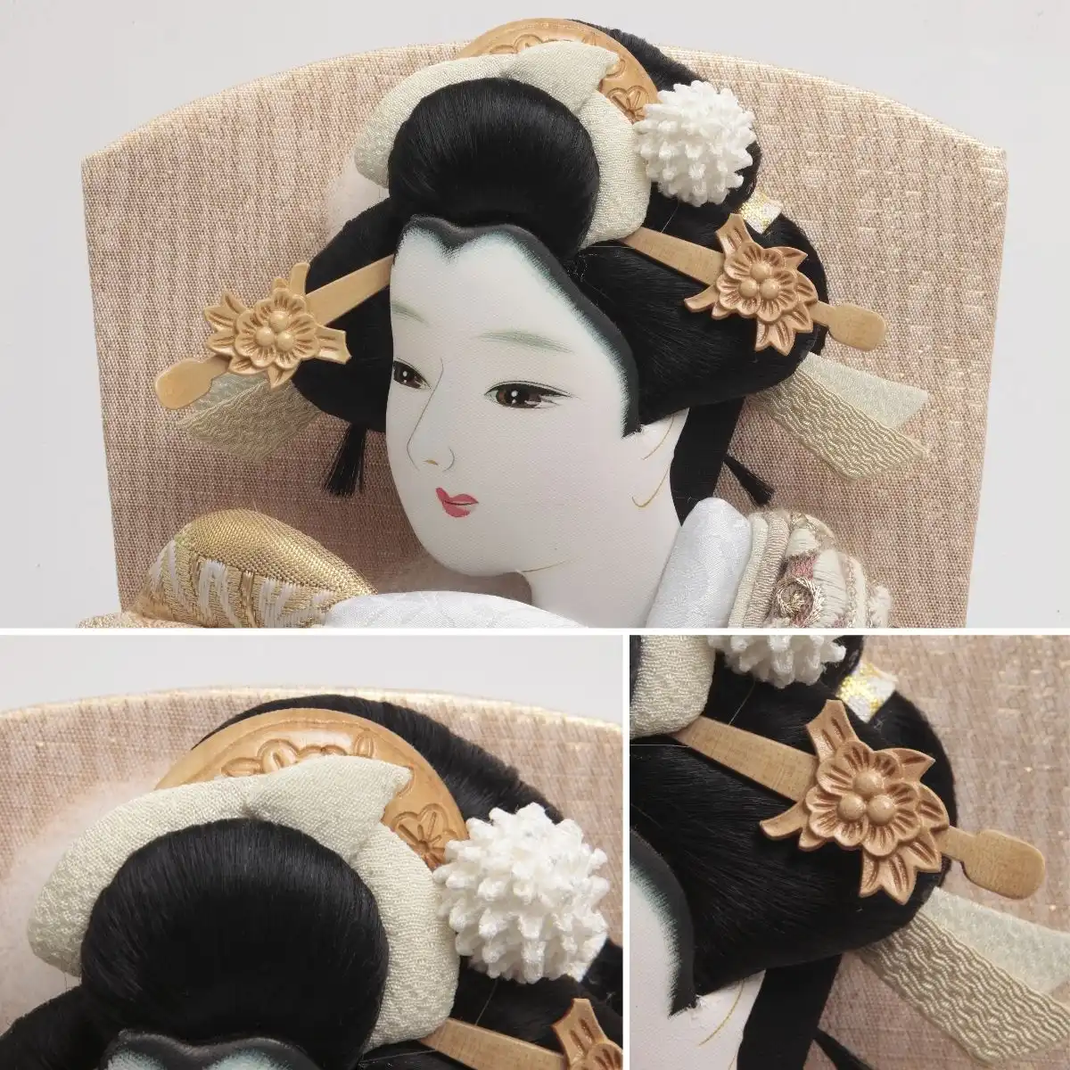 久月 羽子板 刺繍振袖 オーク調六角アクリルケース｜ギフトプラザ