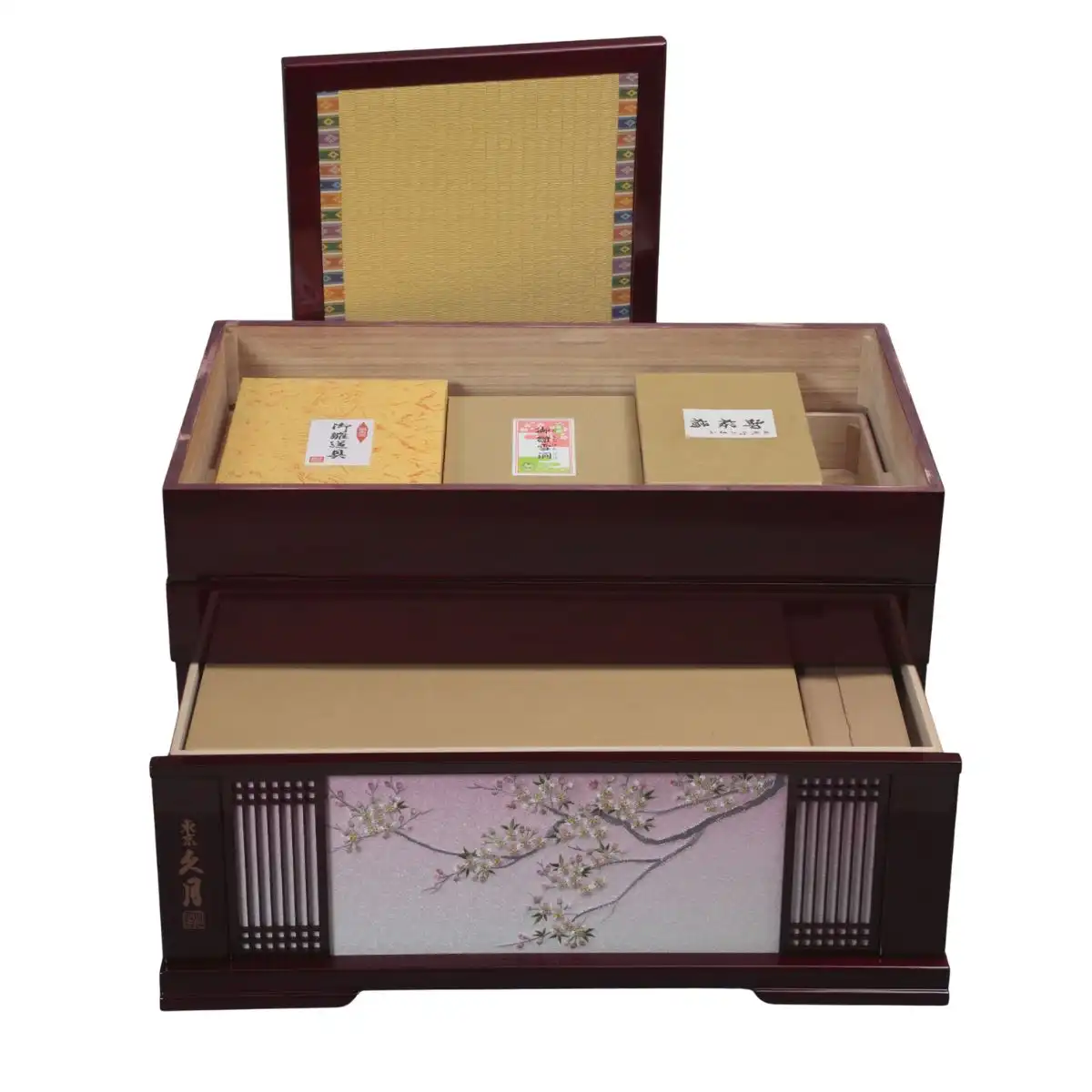 久月 雛人形 衣裳着三段五人収納飾り 西陣織金襴(親王)｜ギフトプラザ