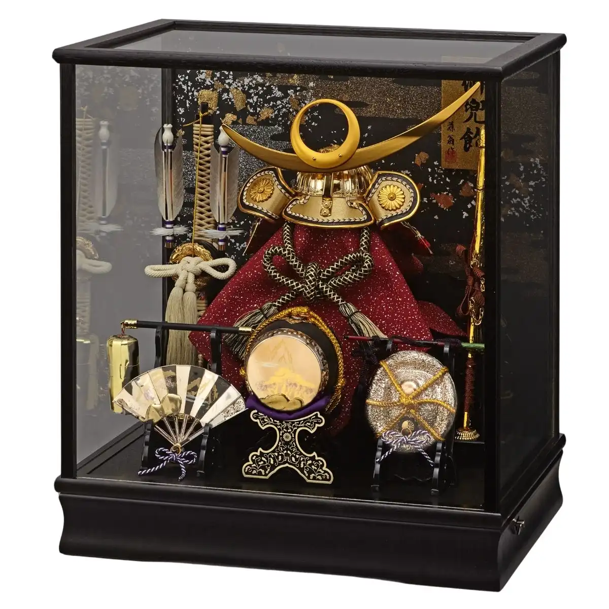 五月人形 兜ガラスケース飾り 翠雲 金｜ギフトプラザオンライン