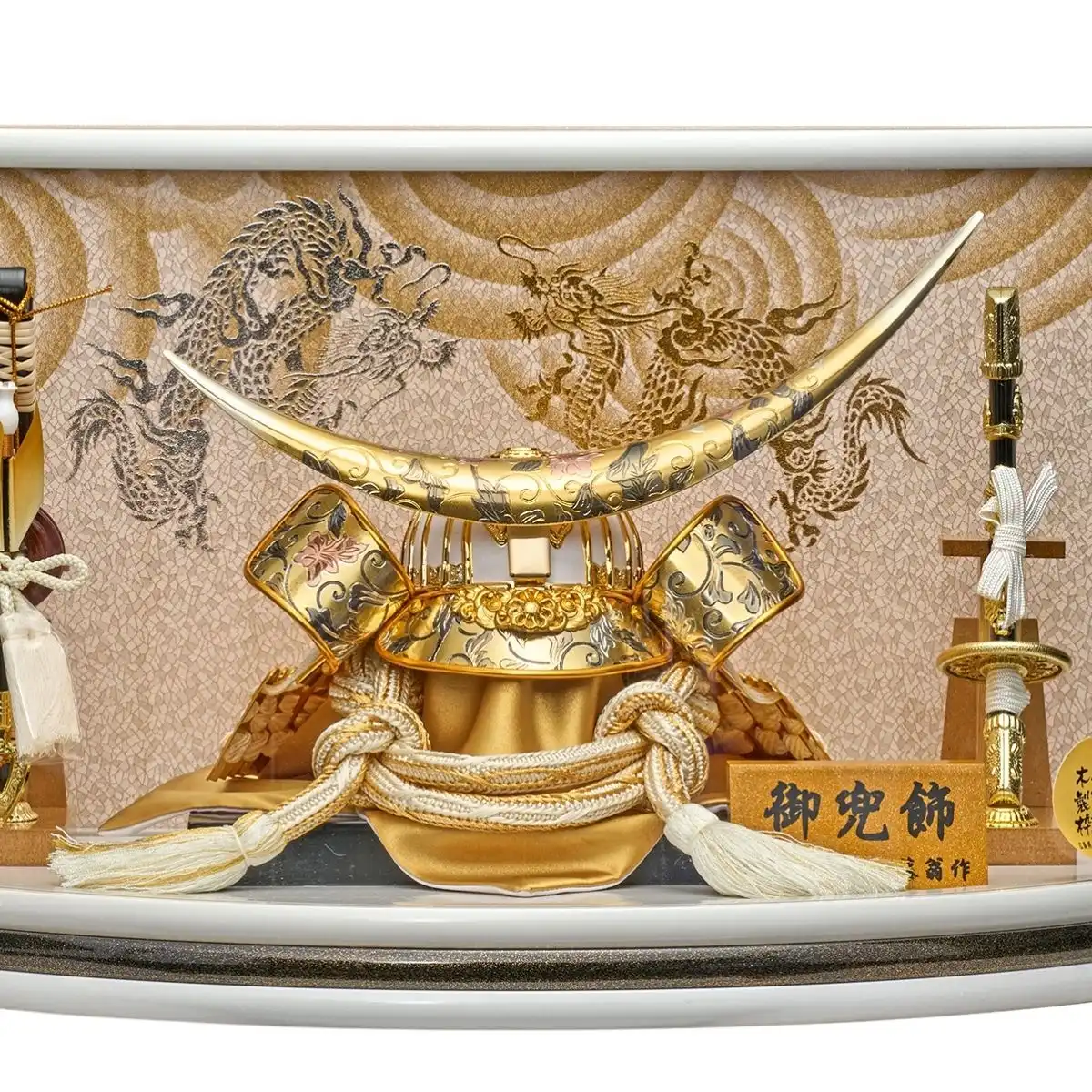 五月人形 兜アクリルケース飾り白銀