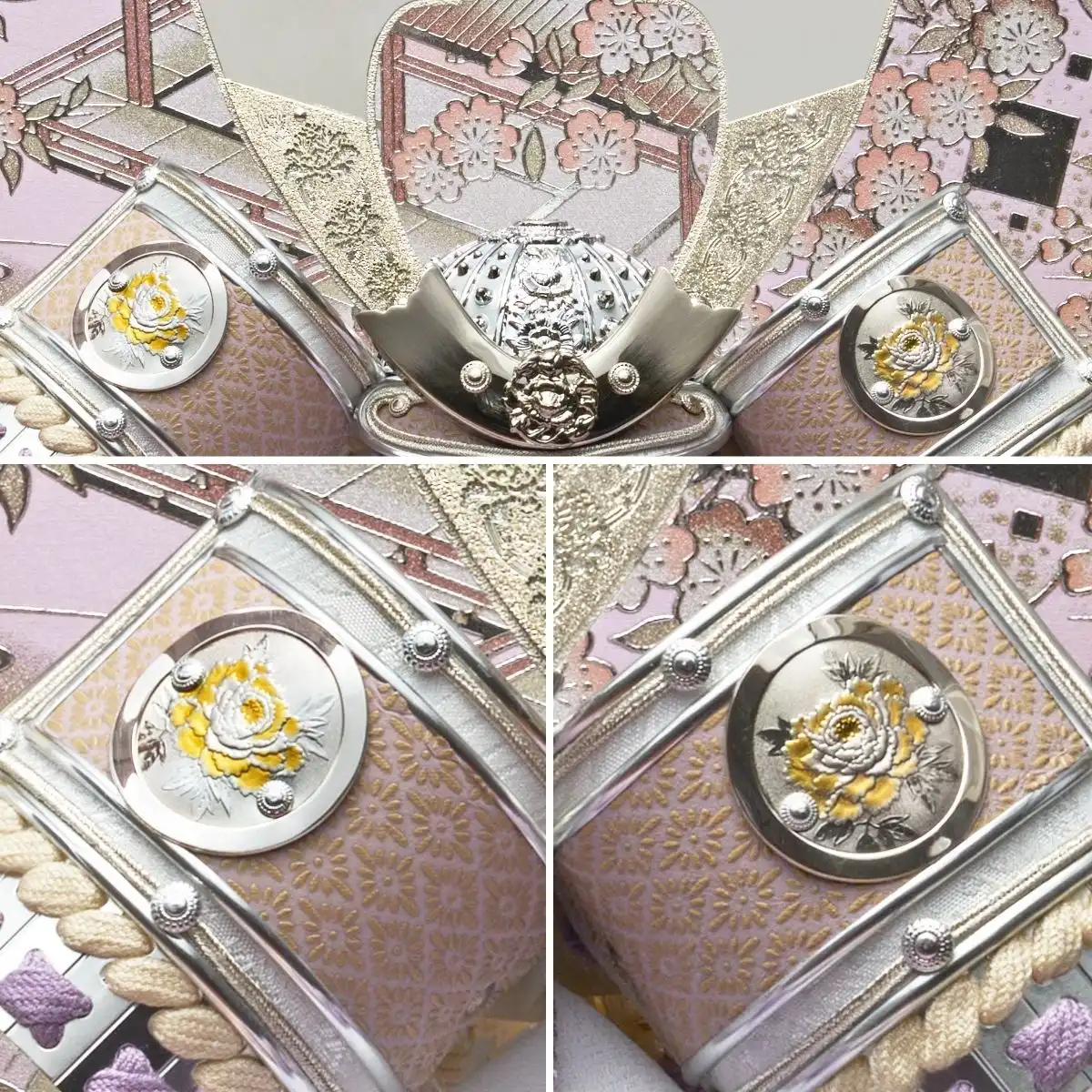 五月人形 兜飾り アクリルケース 六角変形 龍 縁起 銀色 シルバー