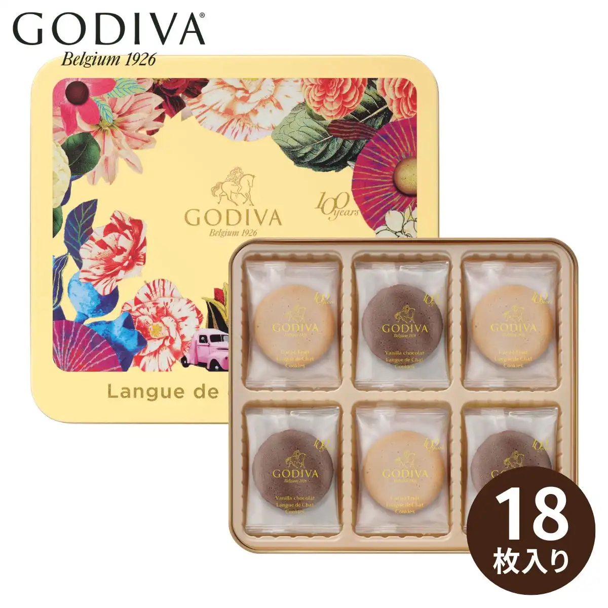 GODIVA 100周年 ラングドシャクッキーアソートメント 18枚入(承り期間：8月23日まで)